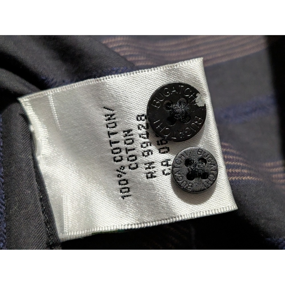 Bugatchi‎ Uomo Button Down Mens L Brown Blue Striped Long Sleeve Classic Shirt - Picture 7 of 7